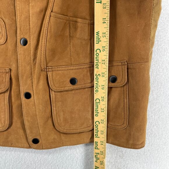 ORVIS Vest Mens S Leather Cargo Hunting Safari Utility Shooting Lined Brown - Picture 13 of 14